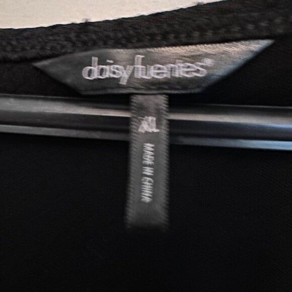 Daisy Fuentes Black Peplum Top Womens XL Short Sleeve Cute! Textured Print - Picture 3 of 6